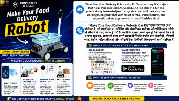 Food Delivery Robotic Car With Sorrow Man