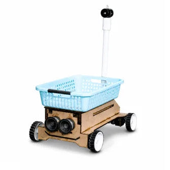 Food Delivery Robotic Car With Sorrow Man